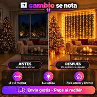 Luces de cortina luz amarilla 3x2 m