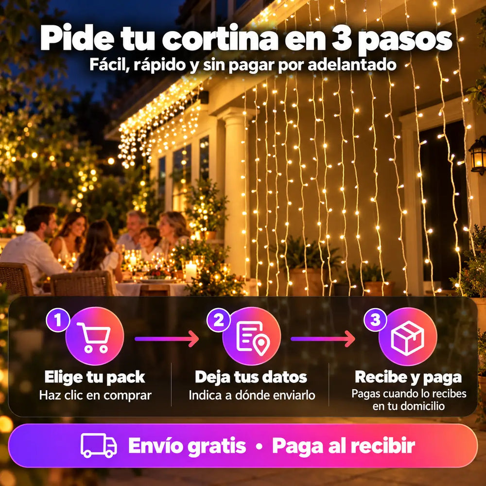 Luces de cortina luz amarilla 3x2 m